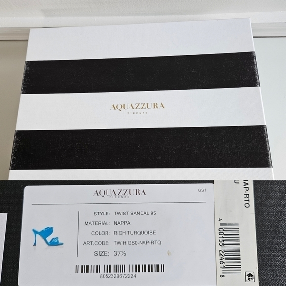 New Aquazzura Twist Leather 95mm Slip On Turquoise Mule Sandals 7.5 US - Picture 16 of 16